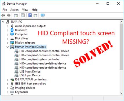 hid compliant touch screen missing windows 10